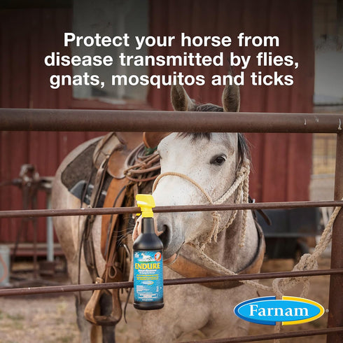 Farnam Endure Sweat-Resistant Horse Fly Spray 32oz 1 Quart - Poudre Pet and Feed Supply